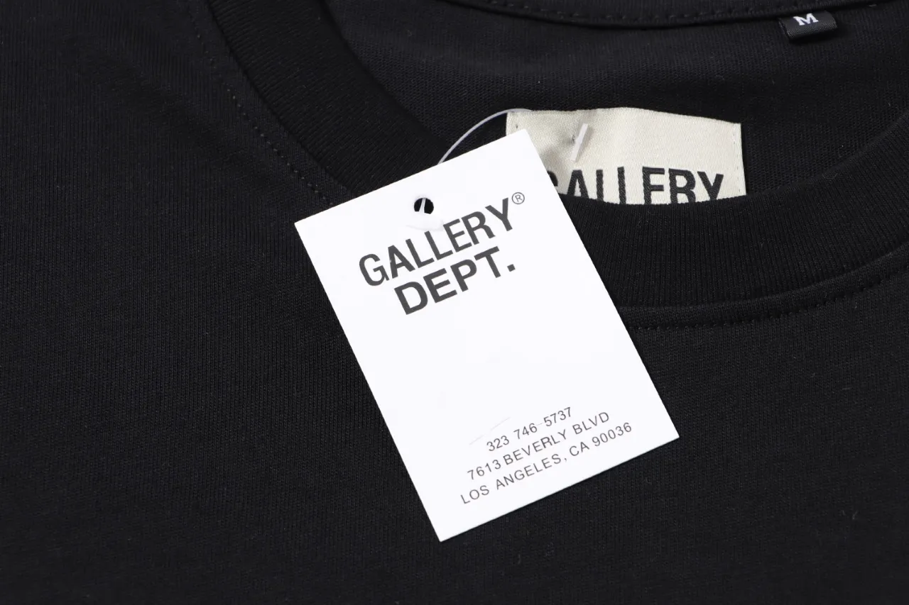 805#Gallery Dept new slogan horseshoe design printed short-sleeved double yarn pure cotton T-shirt casual Tee black navy blue S~XL P100